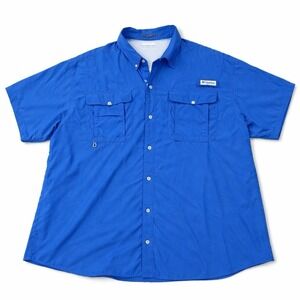 Columbia PFG Bahama Shirt Men 2XL Navy Fishing Vented Omni Shade Short Sleeve